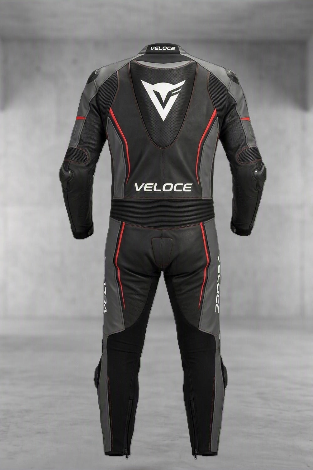 Veloce Tricolore One-Piece Leather Race Suit | Black, Red & Blue